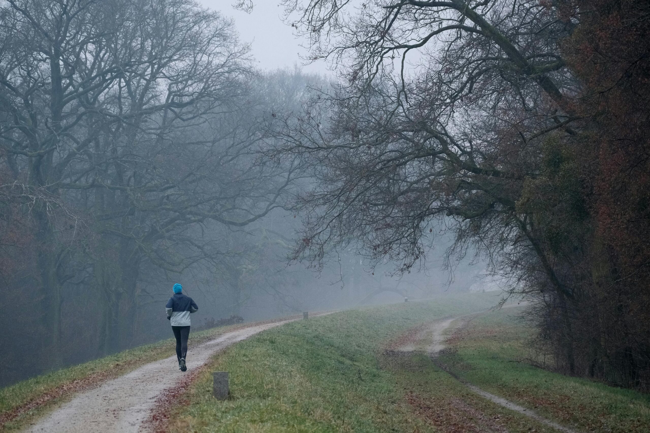 Hardlopers tijdens de halve marathon Egmond in winterse omstandigheden met gevoelstemperatuur van -10°C.